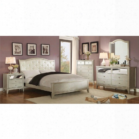 Furniture Of America Bessie 4 Piece King Bedroom Set In Silver