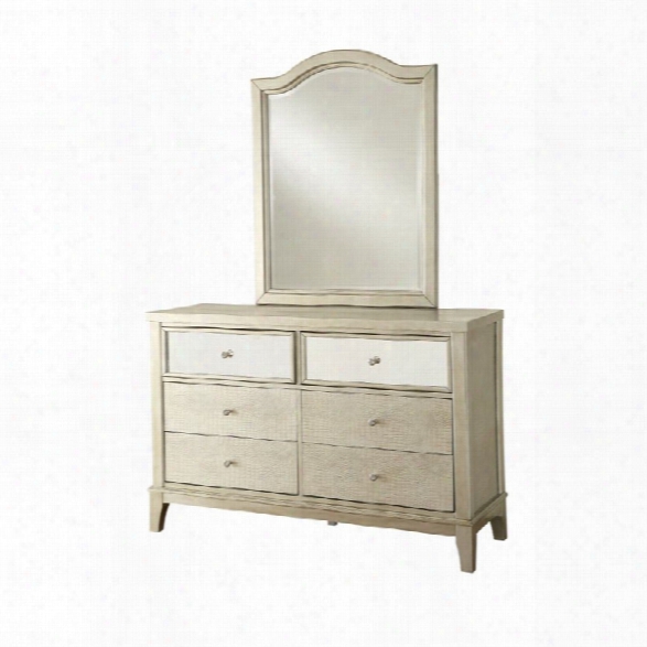 Furniture Of America Bessie 6 Drawer Dresser And Mirror Set In Silver