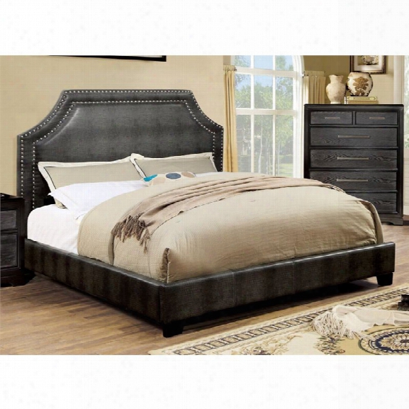 Furniture Of America Bunchini Queen Faux Leather Upholstered Bed
