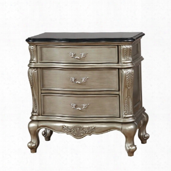 Furniture Of America Calandra 2 Drawer Floral Nightstand In Gold