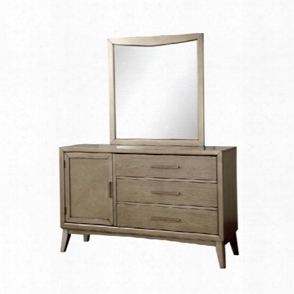 Furniture Of America Carmen 3 Drawer Dresser And Mirror Set In Gray