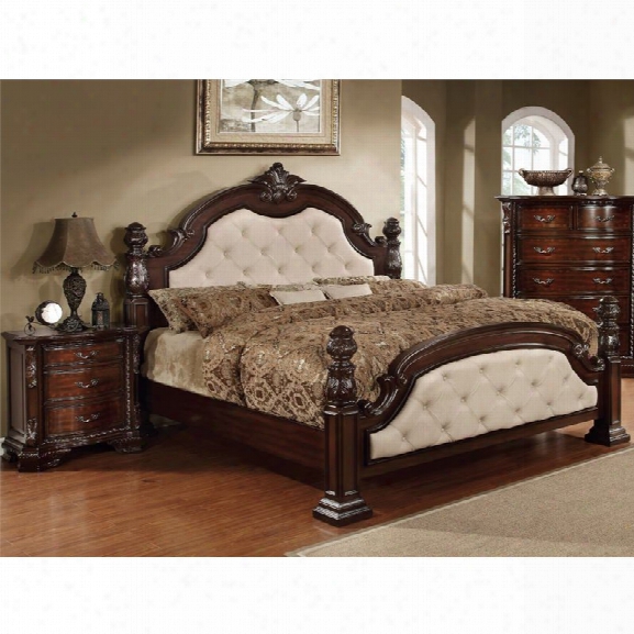 Furniture Of America Cathey 2 Piece King Panel Bedroom Set In Dark Walnut