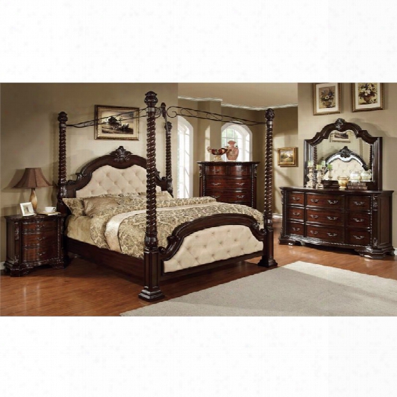 Furniture Of America Cathey 4 Piece California King Canopy Bedroom Set