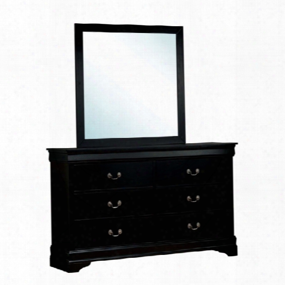 Furniture  Of America Cedric 6 Drawer Dresser And Mirror Set In Black