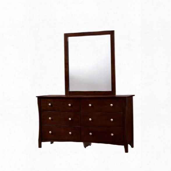 Furniture Of America Chase Dresser And Mirror Set In Brown Cherry