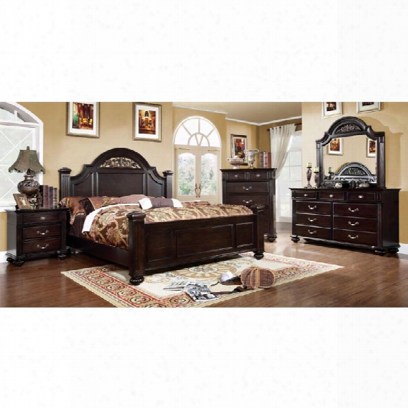 Furniture Of America Damos 4 Piece King Bedroom Set In Dark Walnut