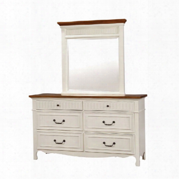 Furniture Of America Darla 6 Drawer Dresser And Mirror Set In White