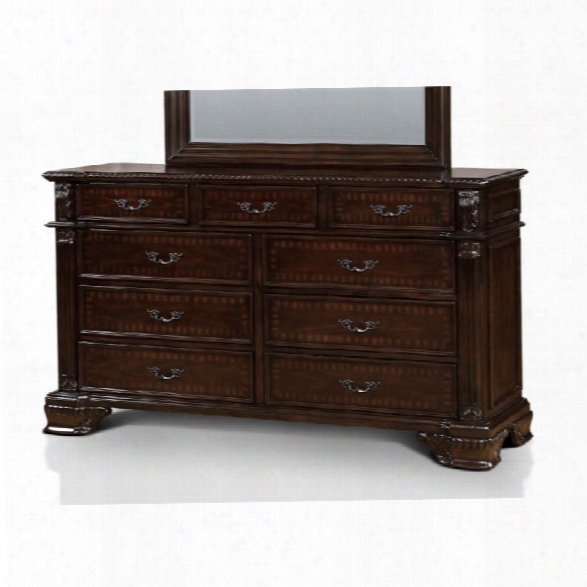 Furniture Of America Darnell 9 Drawer Dresser In Brown Cherry