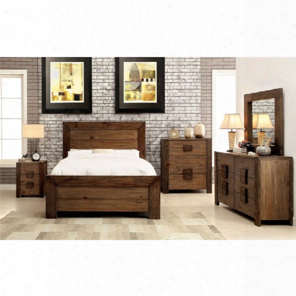 Furniture Of America Drew 4 Piece Plank Platform King Bedroom Set