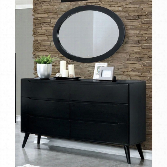 Furniture Of America Farrah Dresser With Oval Mirror In Black