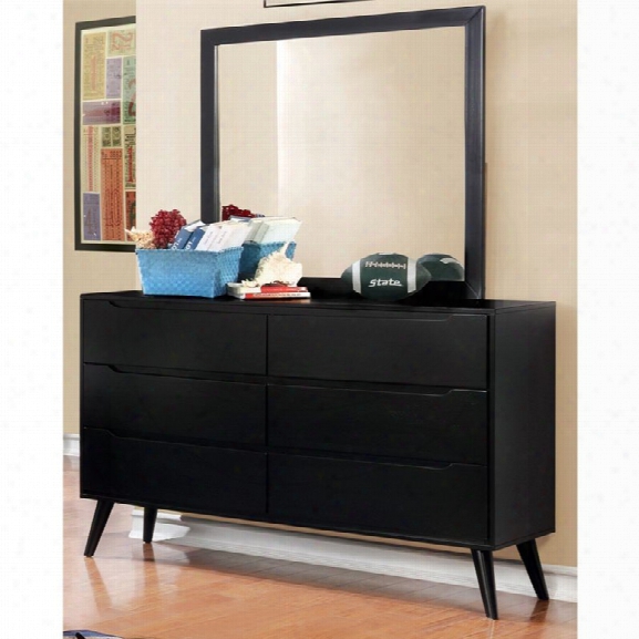 Furniture Of America Farrah Dresser With Square Mirror In Black