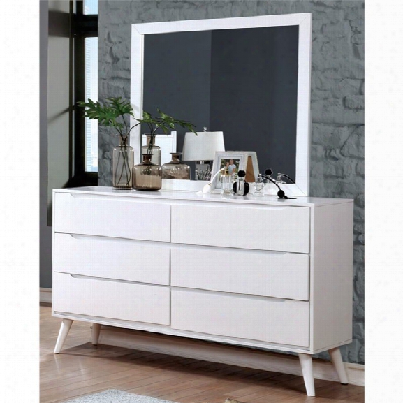 Furniture Of America Farrah Dresser With Square Mirror In White