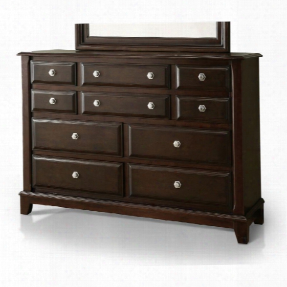 Furniture Of America Glinda 10 Drawer Dresser In Brown Cherry