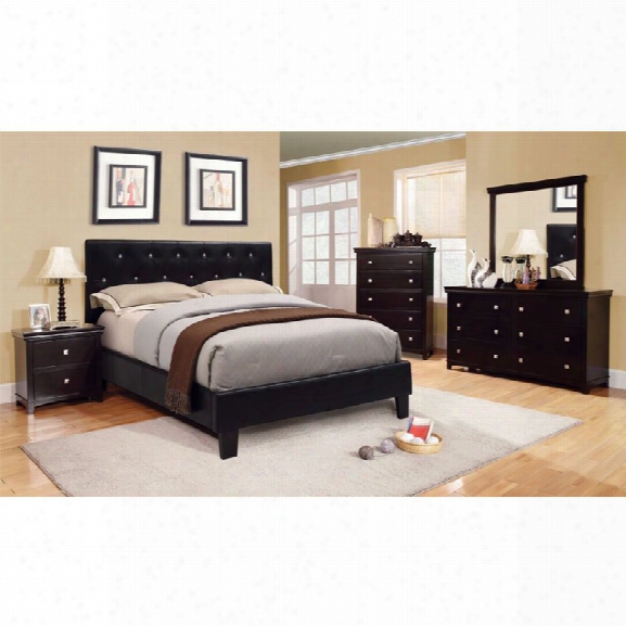 Furniture Of America Kylen 4 Piece Upholstered King Bedroom Set In Black