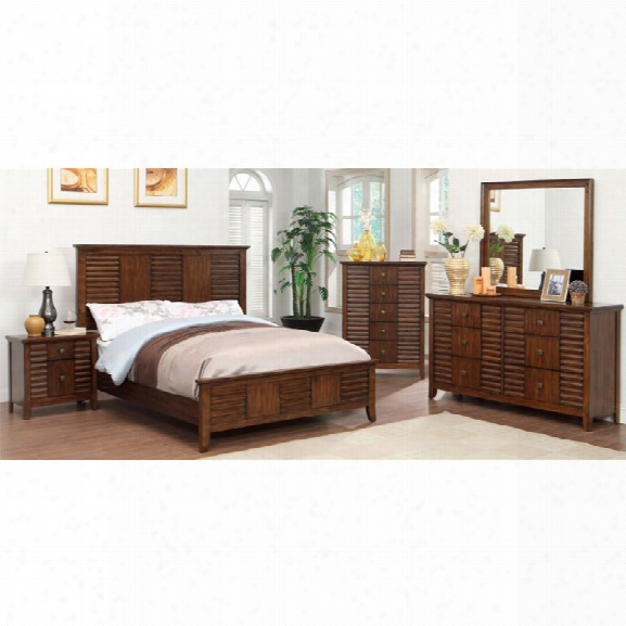 Furniture Of America Kyrin Louver Design 4 Piece King Bedroom Set