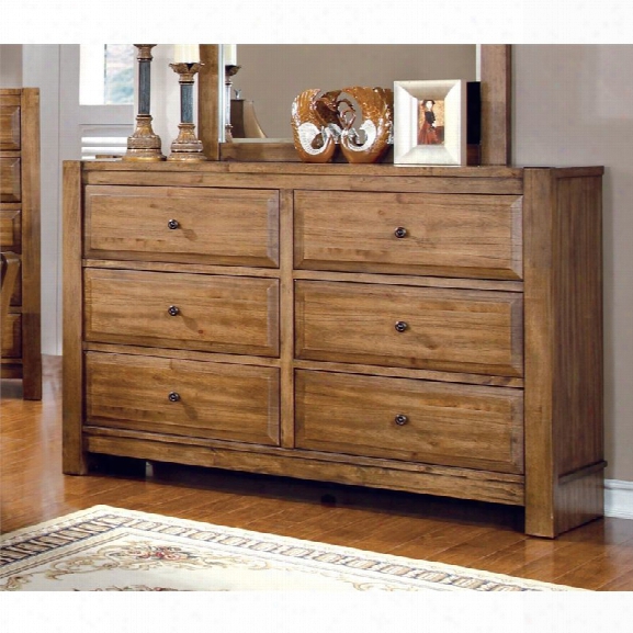 Furniture Of America Leanna 6 Drawer Dresser In Rustic Oak
