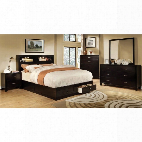 Furniture Of America Louis 4 Piece King Bedroom Set In Espresso