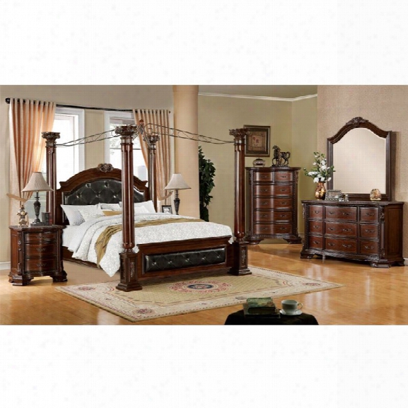 Furniture Of America Luxon 4 Piece California King Canopy Bedroom Set