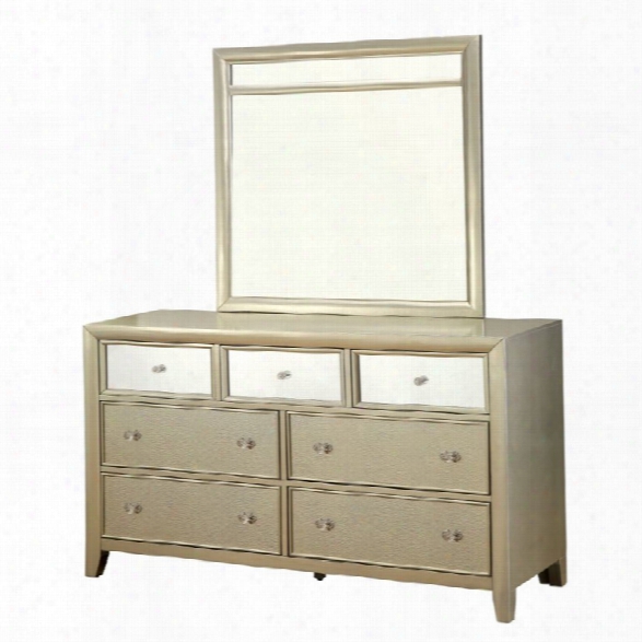 Furniture Of America Maire 7 Drawer Dresser And Mirror Set In Silver