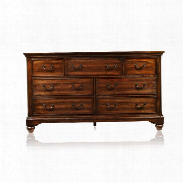 Furniture Of America Makayla 7 Drawer Dresser In Antique Dark Oak