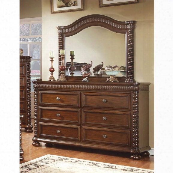 Furniture Of America Mallory 6 Drawer Dresser In Brown Cherry