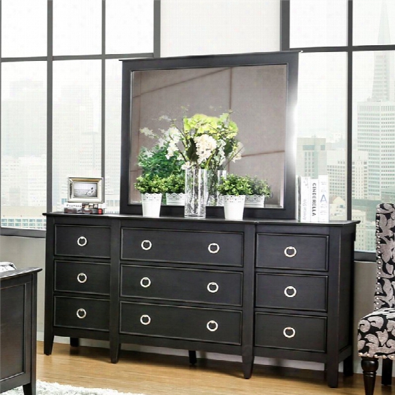 Furniture Of America Mardon Dresser With Mirror In Wire Brushed Black