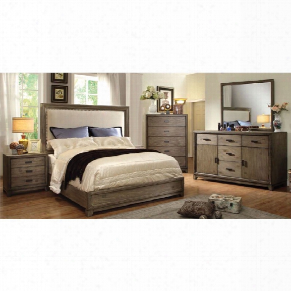 Furniture Of America Muttex 4 Piece King Bedroom Set In Natural Ash