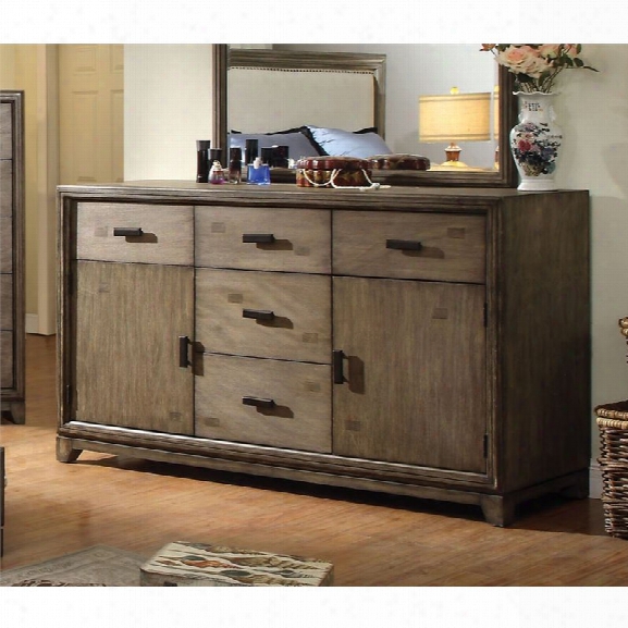 Furniture Of America Muttex 5 Drawer Dresser In Natural Ash