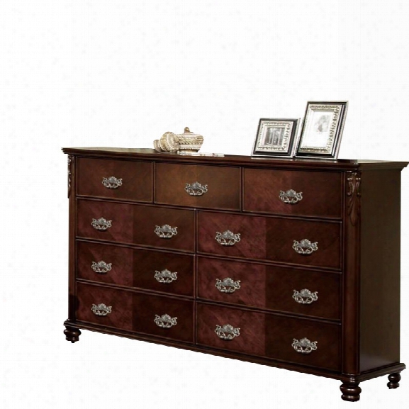 Furniture Of America Obbentry Dresser In Brown Cherry