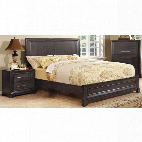 Furniture Of America Prather 2 Piece King Panel Bedroom Set In Dark Gray