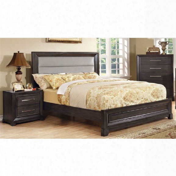 Furniture Of America Prather 3 Piece Queen Panel Bedroom Set In Dark Gray