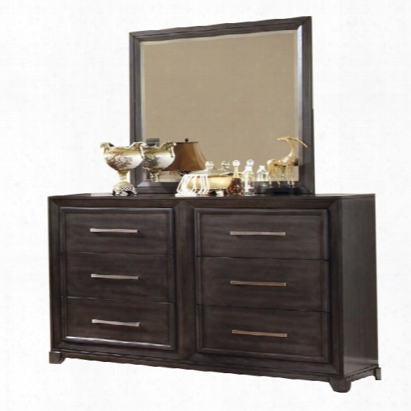 Furniture Of America Prather 6 Drawer Dresser And Mirror Set In Gray