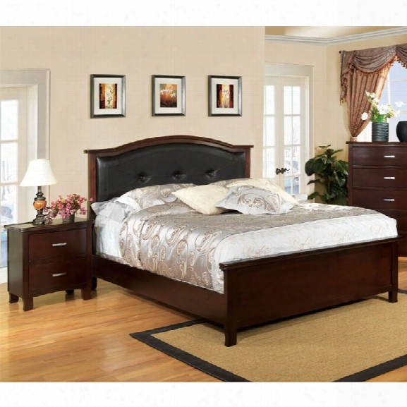 Furniture Of America Pruden 2 Piece King Panel Bedroom Set In Brown Cherry