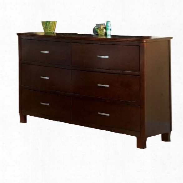 Furniture Of America Pruden 6 Drawer Dresser In Brown Cherry