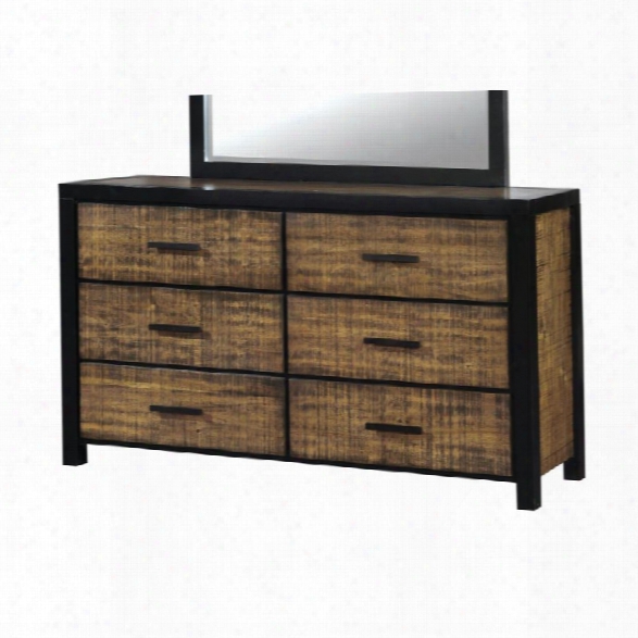 Furniture Of America Rosendo 6 Drawer Dresser In Black And Oak