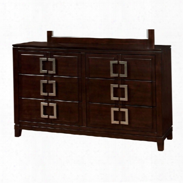 Furniture Of America Shanda 6 Drawer Dresser In Brown Cherry