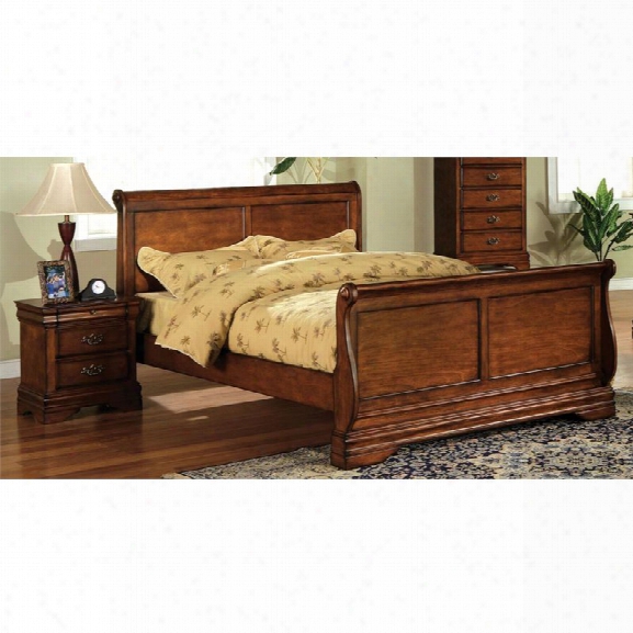 Furniture Of America Wade 2 Piece Queen Sleigh Bedroom Set In Dark Oak