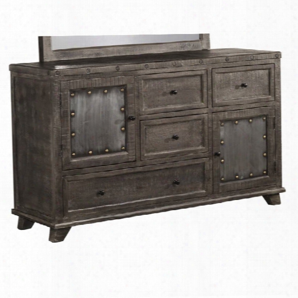 Hillsdale Bolt 4 Drawer Dresser In Light Graywash