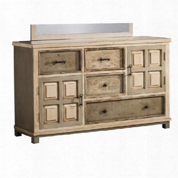 Hillsdale Larose 4 Drawer Dresser In Rustic White Gray