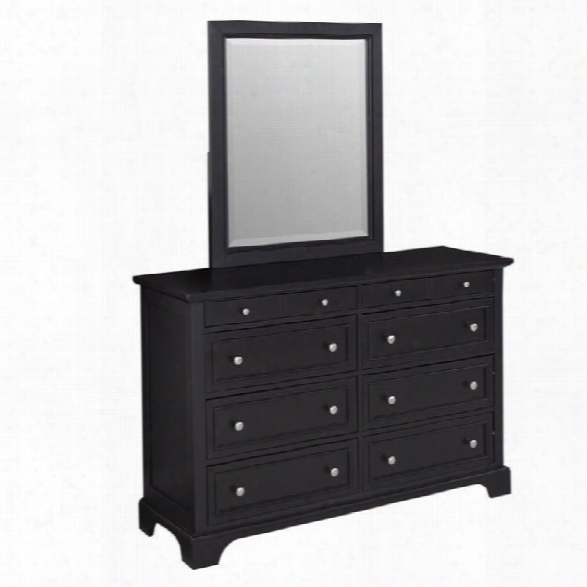 Home Styles Bedford 8 Drawer Double Dresser And Mirror In Black