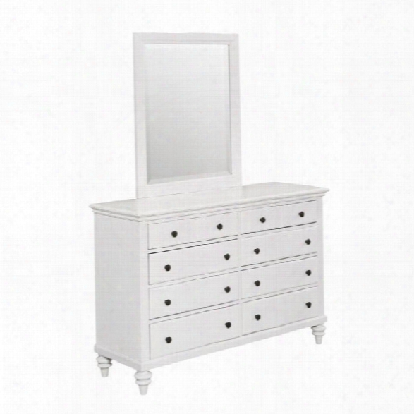 Home Styles Bermuda 8 Drawer Dresser And Mirror In Brushed White