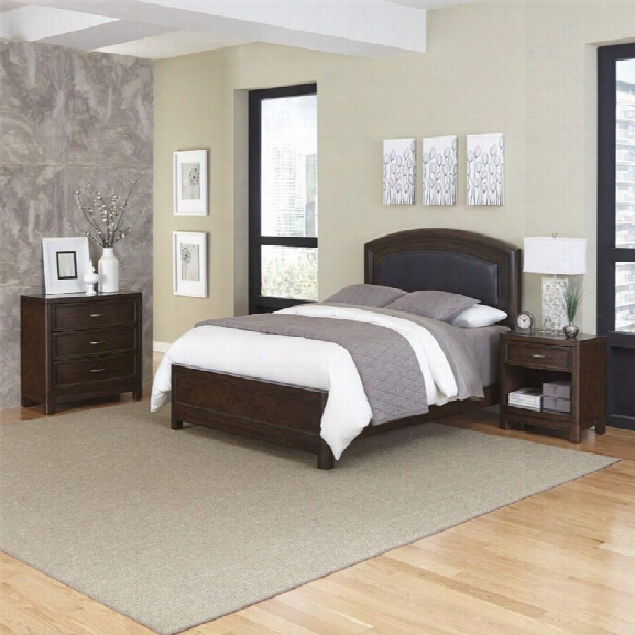 Home Styles Crescent Hill 3 Piece King Leather Panel Bedroom Set