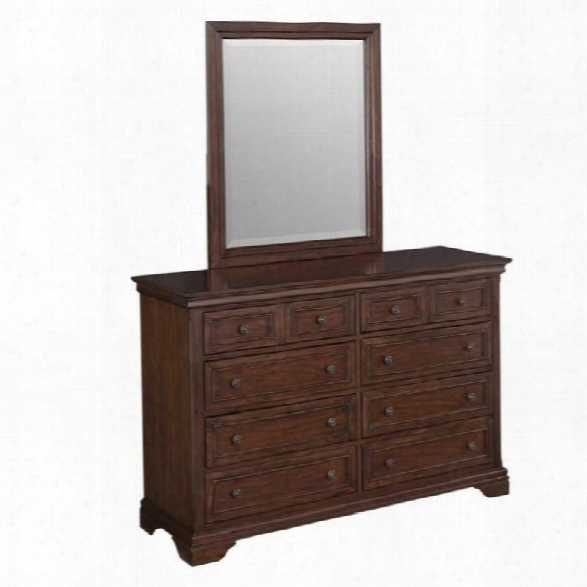 Home Styles Lafayette 8 Drawer Double Dresser And Mirror In Cherry