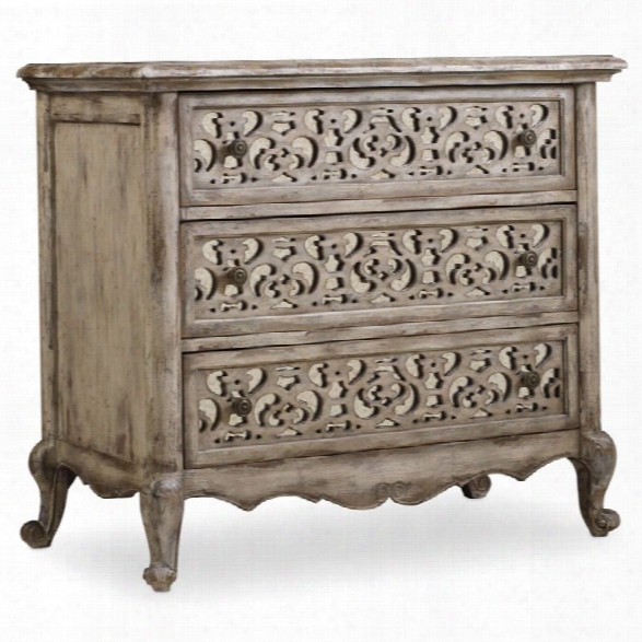 Hooker Furniture Chatelet 3 Drawer Fretwork Nightstan Din Vintage White