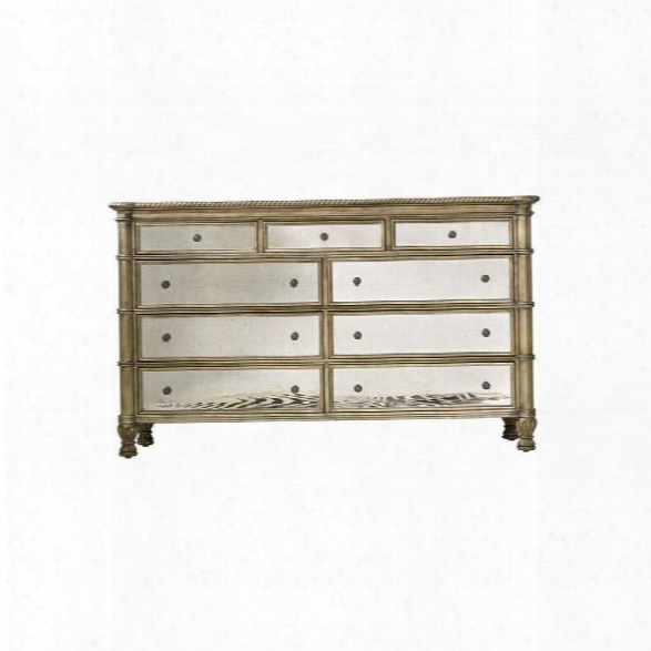Hooker Furniture Melange 9-drawer Montage Mirrored Dresser In Champagne