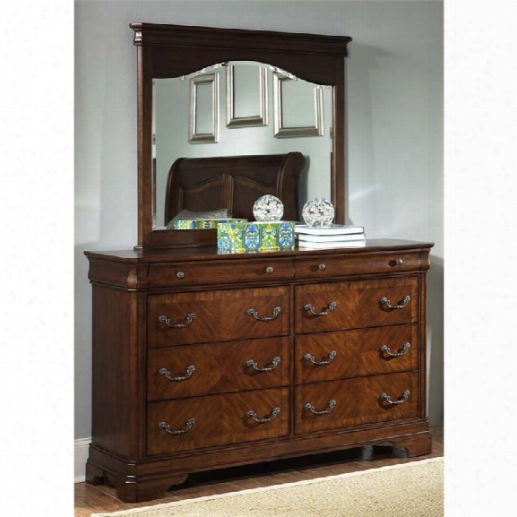 Liberty Furniture Alexandria Dresser And Mirror Set In Autumn Brown