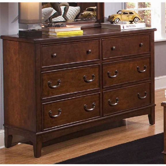 Liberty Furniture Chelsea Square 6 Drawer Double Dresser In Tobacco