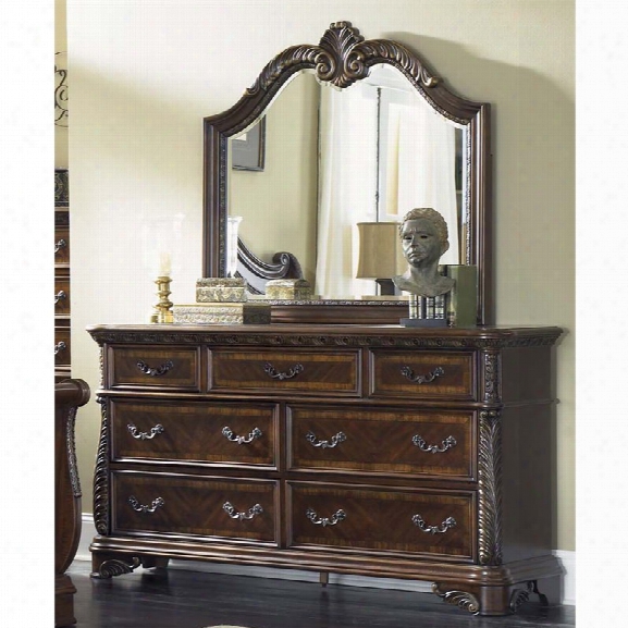 Liberty Furniture Highland Court Dresser And Mirror Set In Rich Cognac