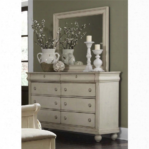 Liberty Furniture Rustic Traditions Ii Dresser And Mirror Set In White