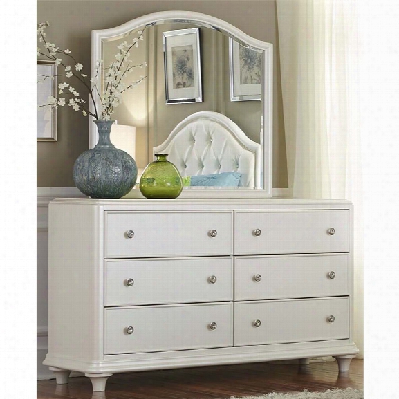 Liberty Furniture Stardust Dresser And Mirror Set In Iridescent White